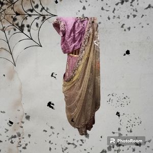 Purple and yellow saree